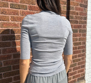  THE 73 - Mock Neck Knit Top in Grey