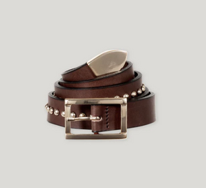 Luisa Cerano – Leather Belt with Studs in Espresso