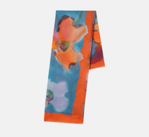 Luisa Cerano - Floral Print Scarf in Teal Multi