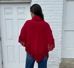 Repeat Cashmere - Wool Cashmere Wrap with Fringe in Ruby