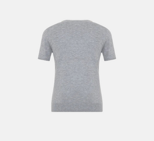 Theo - Jewel Neck Sweater Tee in Heather Grey