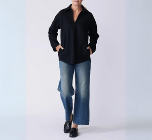 Kal Rieman - Julian Felted Jersey Collared Tunic in Black