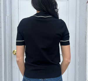 Elliot Lauren - Short Sleeve Polo with Trim in Black and White