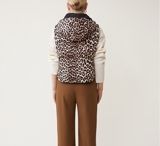 Suncoo - Dazzle Reversible Short Zip Vest in Leopard Print