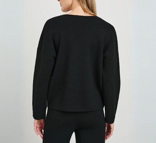 Rails - Hollyn Center Seam V-neck Knit Sweater in Black