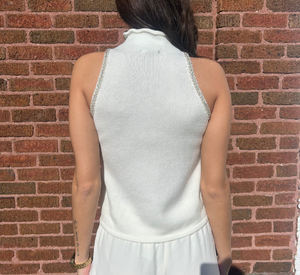 Drew - Nixie High Neck Sleeveless Top With Jewels in Ivory