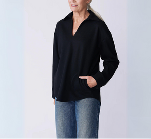 Kal Rieman - Julian Felted Jersey Collared Tunic in Black