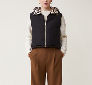 Suncoo - Dazzle Reversible Short Zip Vest in Leopard Print