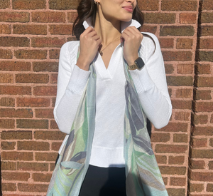 Kinross Cashmere - Palm Print Scarf in Surf