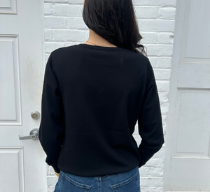 Elliot Lauren - Long Sleeve V Neck Top in Black