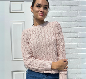 Skovhuus - Cotton Cable Knit Sweater in Pink