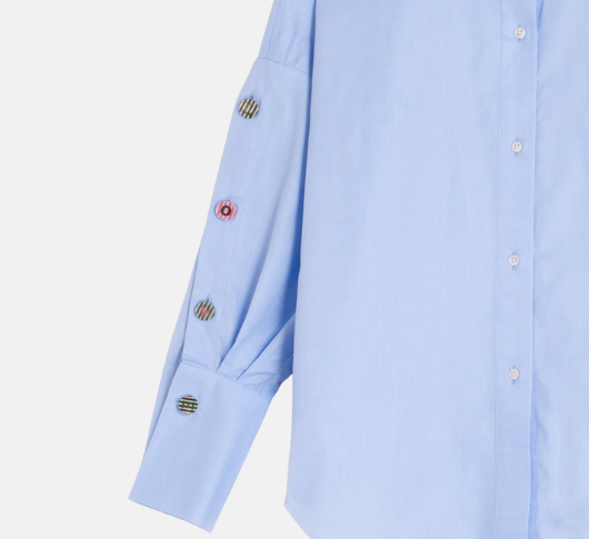 Vilagallo - Twill Button-Up Blouse in Azul
