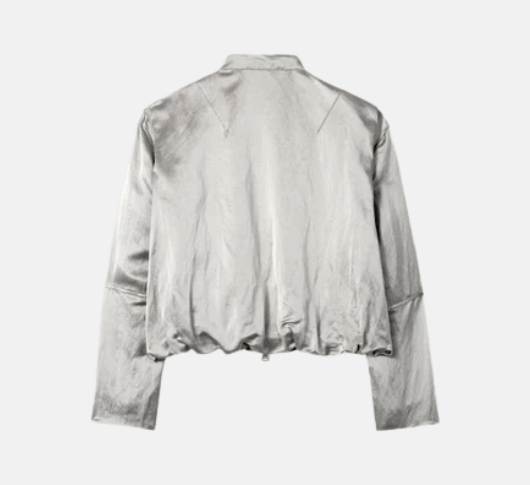 Luisa Cerano - Satin Blouson Jacket in Grey