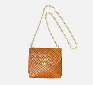 M.ANDONIA - Small Textured Bag with Gold Clasp and Chain