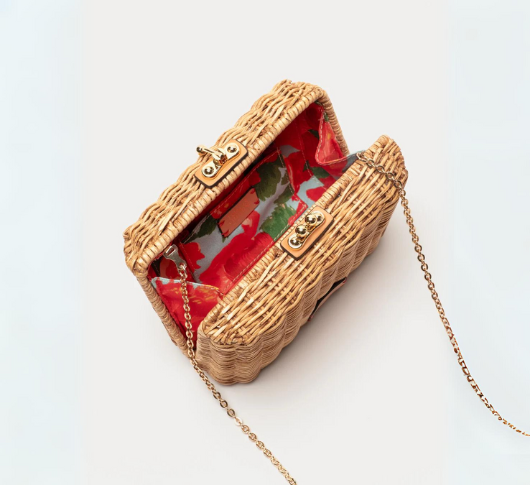 Frances Valentine - Paige Wicker Box Clutch Toast in Natural