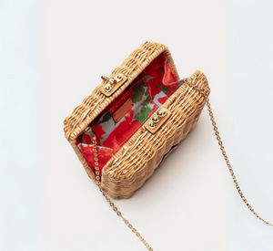 Frances Valentine - Paige Wicker Box Clutch Toast in Natural