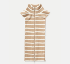 Veronica Beard - Cashmere Striped Hoodie Dickey in Sand and Ivory