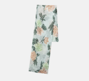 Luisa Cerano - Flower Print Scarf in Green and Pink Multi