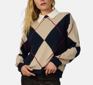 Joe's Jeans - Argyle Collared Sweater in Navy Multi