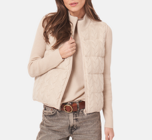 Repeat - Reversible Cable Knit Vest in Natural