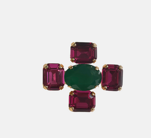 Anton Heunis - Stone Cluster Pin in Green, Fuchsia, and Gold