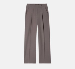 Luisa Cerano - Tab Closure Straight Leg Trouser in Taupe