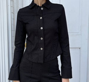 Porto - Romi Crop Striped Jacket in Black