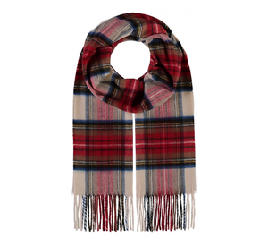 FRAAS SCARF COMPANY - Traditional Tartan Cashmink Scarf in Cream Plaid