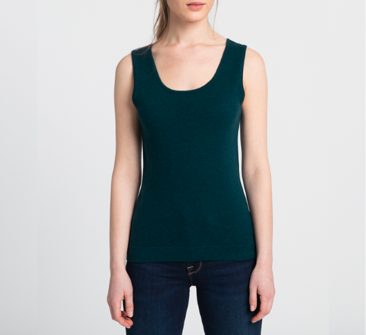 
            
                Load image into Gallery viewer, Kinross Cashmere - Scoop Neck Tank in Sea Pine
            
        