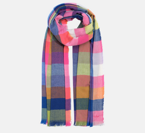 Echo - Sophie Plaid Herringbone Scarf in Pink Multi