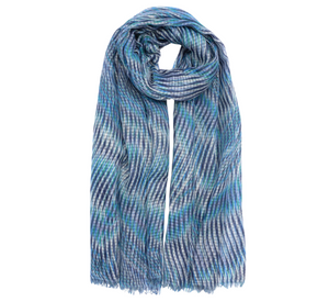 Echo - Hazy Wavy Print Scarf in Navy