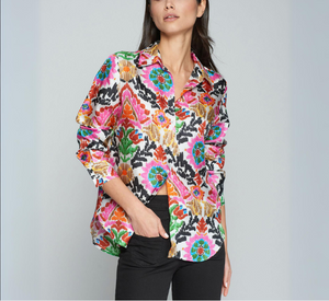 Vilagallo - Suzany Silk Blouse in Flower Print