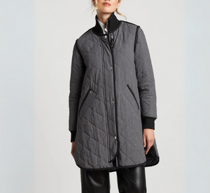 Adroit Atelier - Libby Quilted Full Zip Coat in Grey