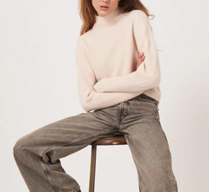 Repeat - Baby Wool Mock Neck Sweater in Pearl