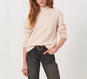 Repeat - Baby Wool Sweater with Seam Details in Pearl