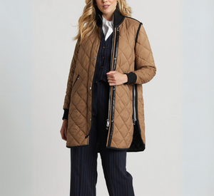 Adroit Atelier - Libby Quilted Full Zip Coat in Toffee