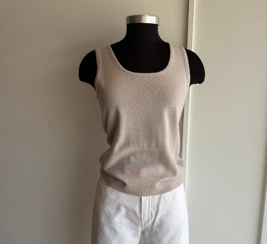 Kinross Cashmere - Scoop Neck Tank in Dune