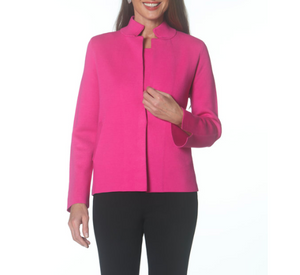 J'envie - Stand Collar Knit Jacket in Flamingo