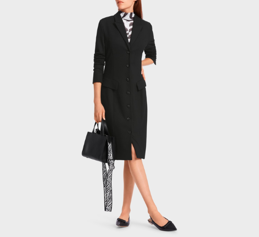 
            
                Load image into Gallery viewer, Marc Cain - Animal Intense Dress with Lapels in Black
            
        