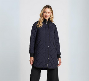 Adroit Atelier - Libby Quilted Full Zip Coat in Navy