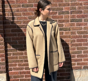 Elliot Lauren - Whipstitch Wool Blend Coat in Camel and Black