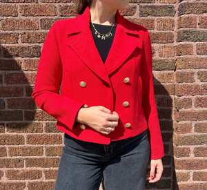 Elliot Lauren - Short Pique Double Breasted Jacket in Red