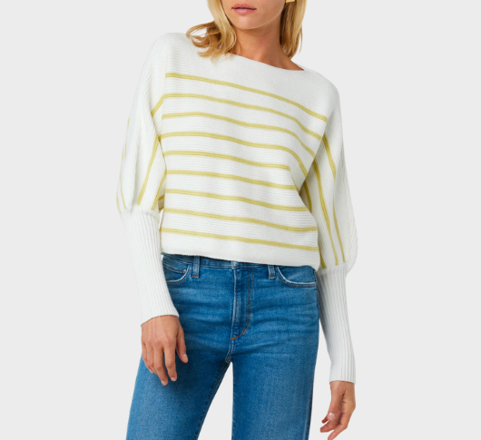 
            
                Load image into Gallery viewer, Joe&amp;#39;s Jeans - Karina Stripe Sweater in White/Lemongrass
            
        