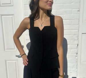 Drew - Billie Crepe Top with Straps in Black