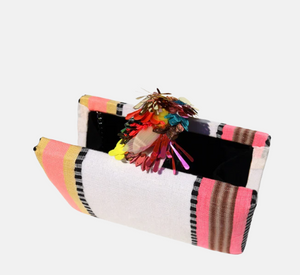 Simitri - Nomad Pinata Clutch with Sequin Closure in Neutral Multi