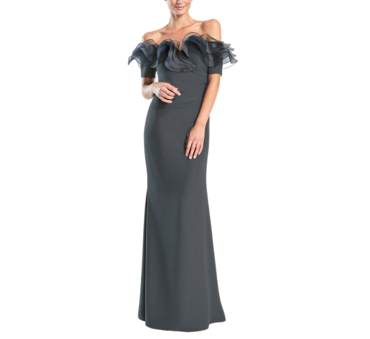 Daymor - Ruffled Off-Shoulder N°1257 Dress in Graphite