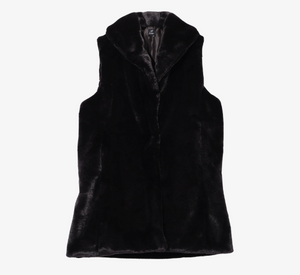 Echo - Faux Fur Mink Long Vest in Black