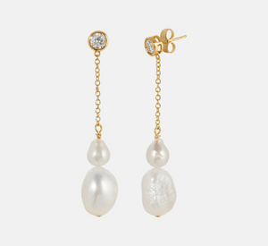 Leeada Jewelry - Finley Pearl Drop Earrings in Gold