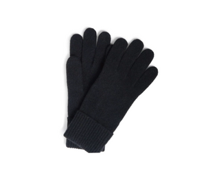 PORTOLANO - Cashmere Gloves with Ribbed Cuff in Black