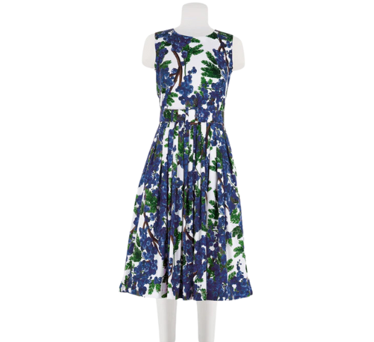 Samantha Sung - Aster Crewneck Midi Dress in Blue Mimosa Print
